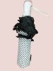 Pöttyös, fodros, vajszín-fekete színű női automata esernyő