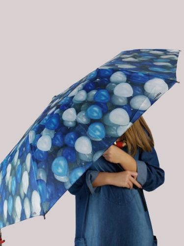 Női esernyő- Kék színű, lufi mintázattal, automata működéssel