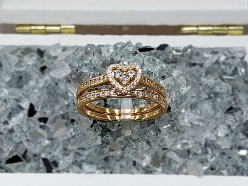 Aranyozott, Antiallergén, Stílus, Női Gyűrű, Gyönyörű Csillogó Cirkónia Kristállyal Díszítve 379
