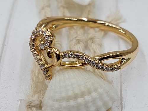 Aranyozott, Antiallergén, Stílus, Női Gyűrű, Gyönyörű Csillogó Cirkónia Kristállyal Díszítve  229