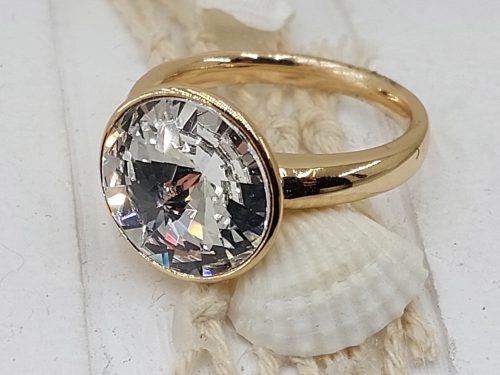 Aranyozott, Antiallergén, Stílus Női Gyűrű, Gyönyörű Csillogó Cirkónia Kristállyal Díszítve 299