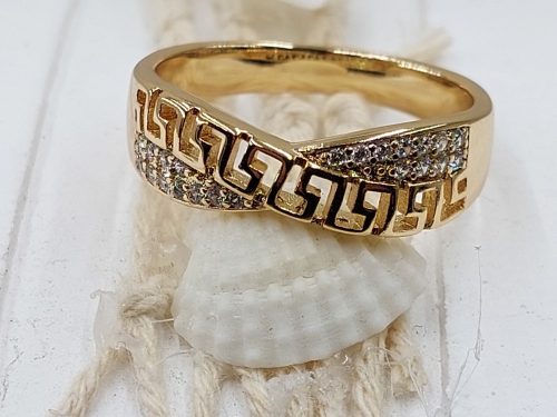 Aranyozott stílus, antiallergén, cirkónia kristállyal díszített gyűrű 199